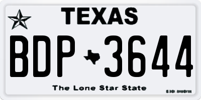 TX license plate BDP3644