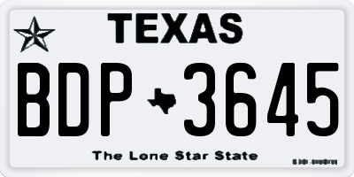 TX license plate BDP3645