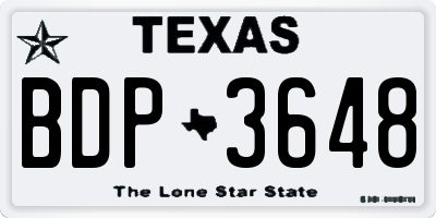 TX license plate BDP3648