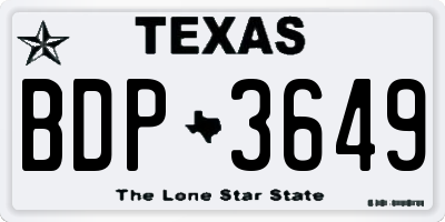 TX license plate BDP3649