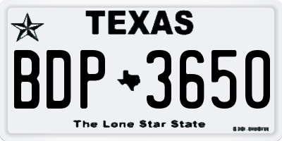 TX license plate BDP3650