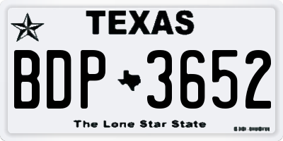 TX license plate BDP3652