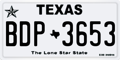 TX license plate BDP3653