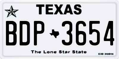 TX license plate BDP3654