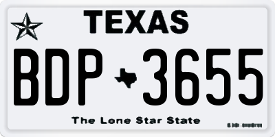 TX license plate BDP3655