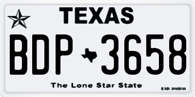 TX license plate BDP3658