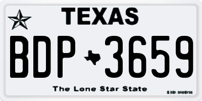TX license plate BDP3659