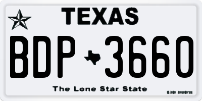 TX license plate BDP3660