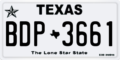 TX license plate BDP3661