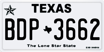 TX license plate BDP3662