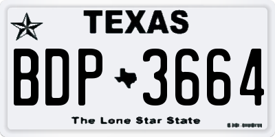 TX license plate BDP3664