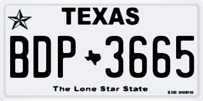 TX license plate BDP3665