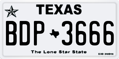 TX license plate BDP3666