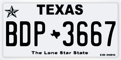 TX license plate BDP3667