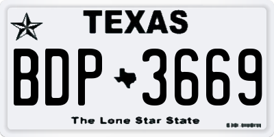 TX license plate BDP3669