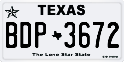 TX license plate BDP3672