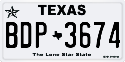 TX license plate BDP3674