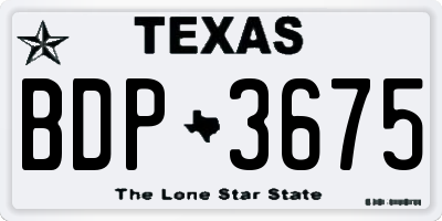 TX license plate BDP3675