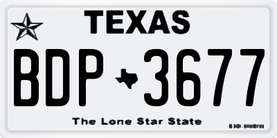 TX license plate BDP3677
