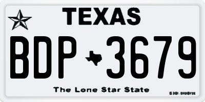 TX license plate BDP3679
