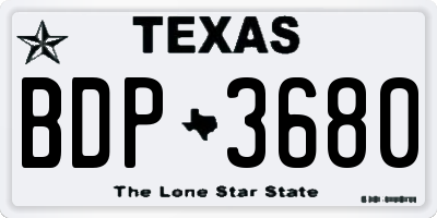 TX license plate BDP3680