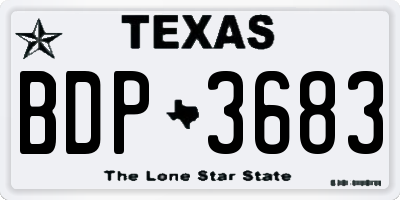 TX license plate BDP3683