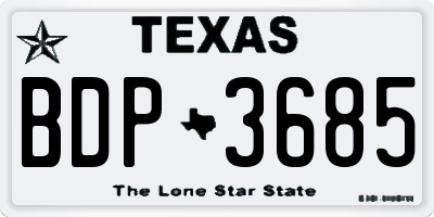 TX license plate BDP3685