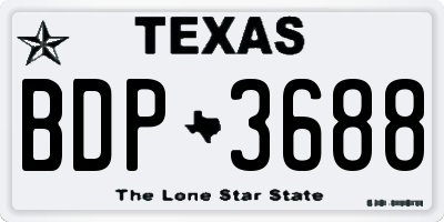TX license plate BDP3688