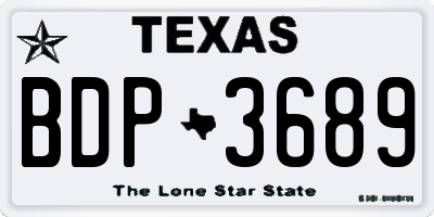 TX license plate BDP3689