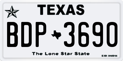 TX license plate BDP3690