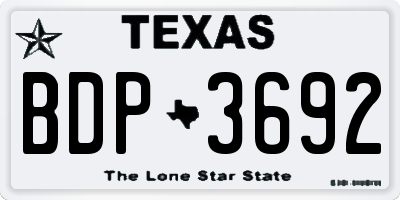 TX license plate BDP3692