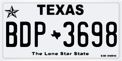 TX license plate BDP3698