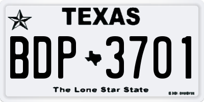 TX license plate BDP3701