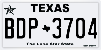 TX license plate BDP3704