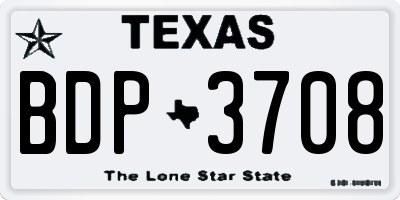 TX license plate BDP3708