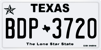 TX license plate BDP3720