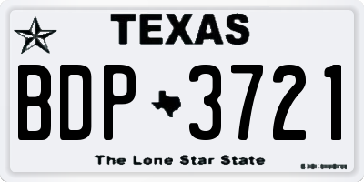 TX license plate BDP3721