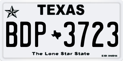 TX license plate BDP3723