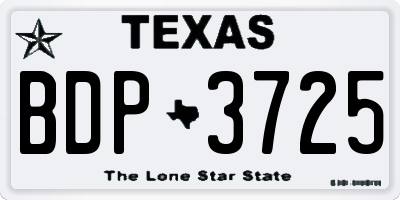 TX license plate BDP3725