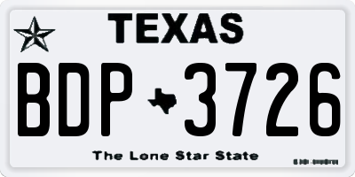 TX license plate BDP3726