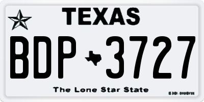 TX license plate BDP3727
