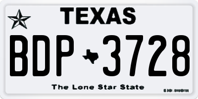 TX license plate BDP3728