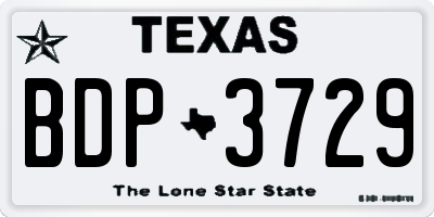 TX license plate BDP3729