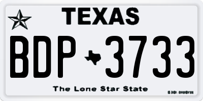 TX license plate BDP3733