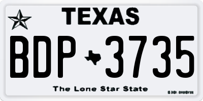 TX license plate BDP3735