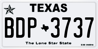 TX license plate BDP3737