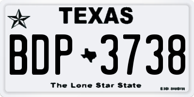 TX license plate BDP3738