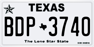 TX license plate BDP3740
