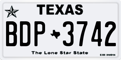 TX license plate BDP3742