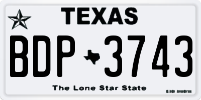 TX license plate BDP3743